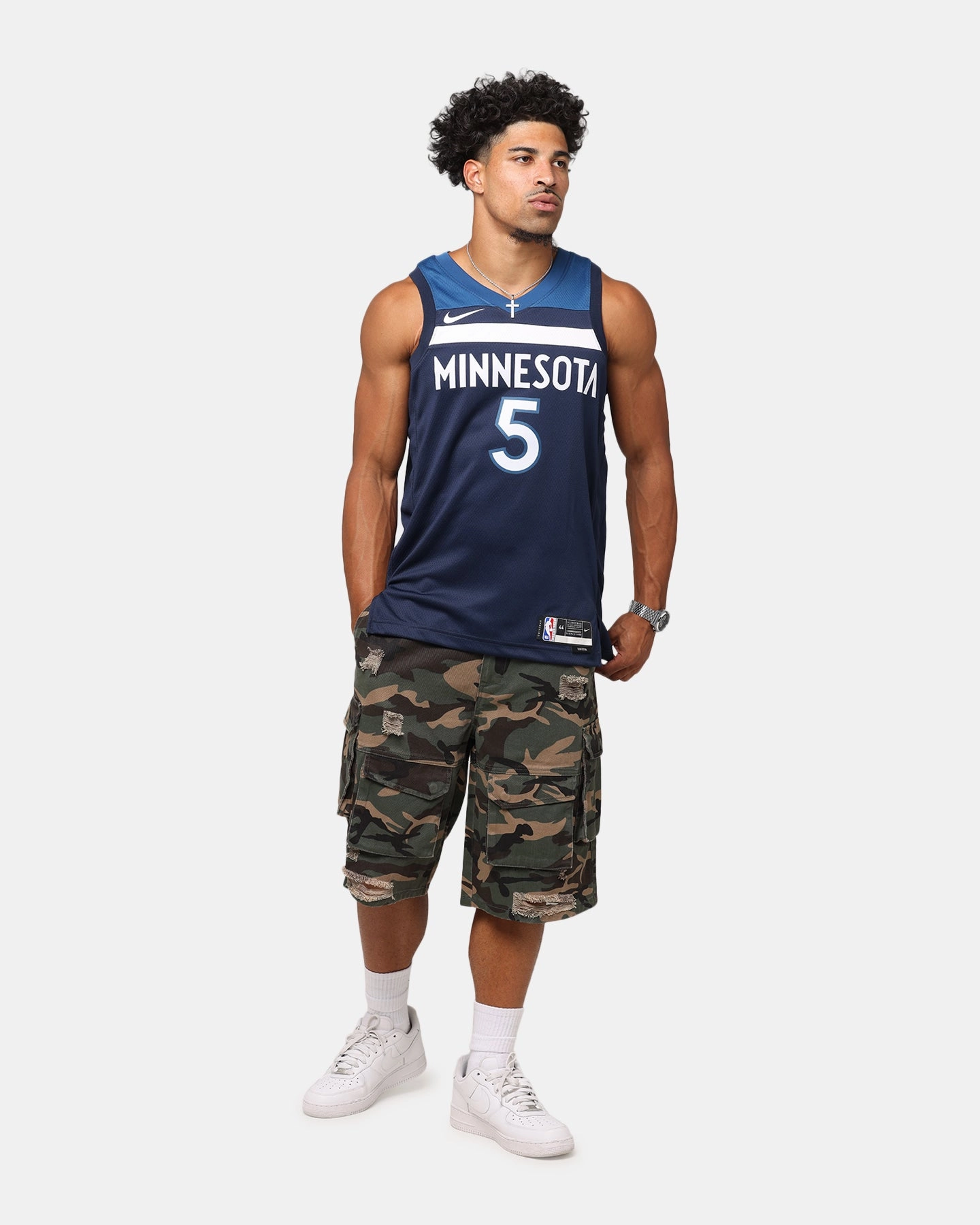 Nike Anthony Edwards Minnesota Timberwolves #5 Icon Edition 2022/23 Nike Dri-Fit NBA Swingman Jersey College Navy Flexible Shoulder Design Machine Washable Durability