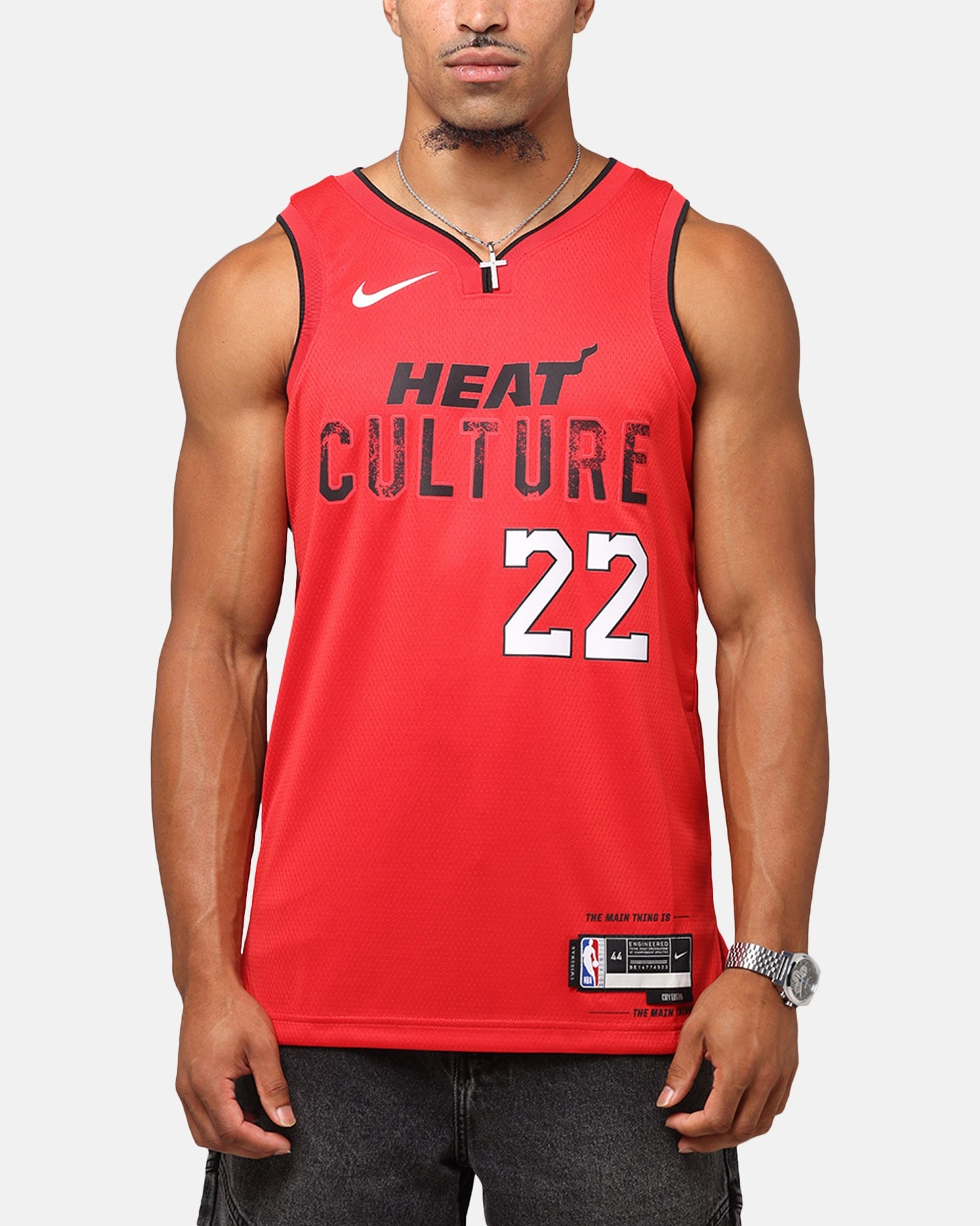 Nike Jimmy Butler Miami Heat #22 City Edition 2024/25 Nike Dri-Fit NBA Swingman Jersey University Red Flexible Shoulder Design