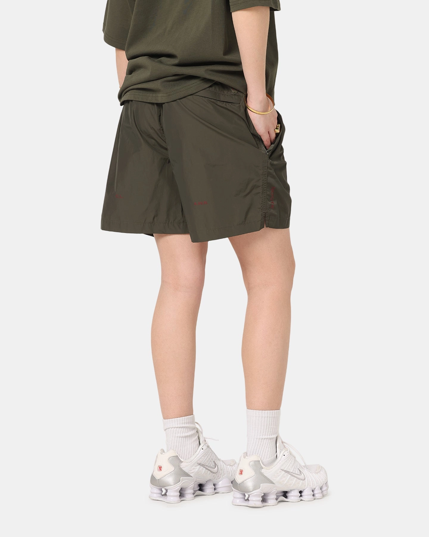 Nike Nocta Cardinal Nylon Shorts Khaki Outdoor Comfort Fit Tangle Free Cuffs