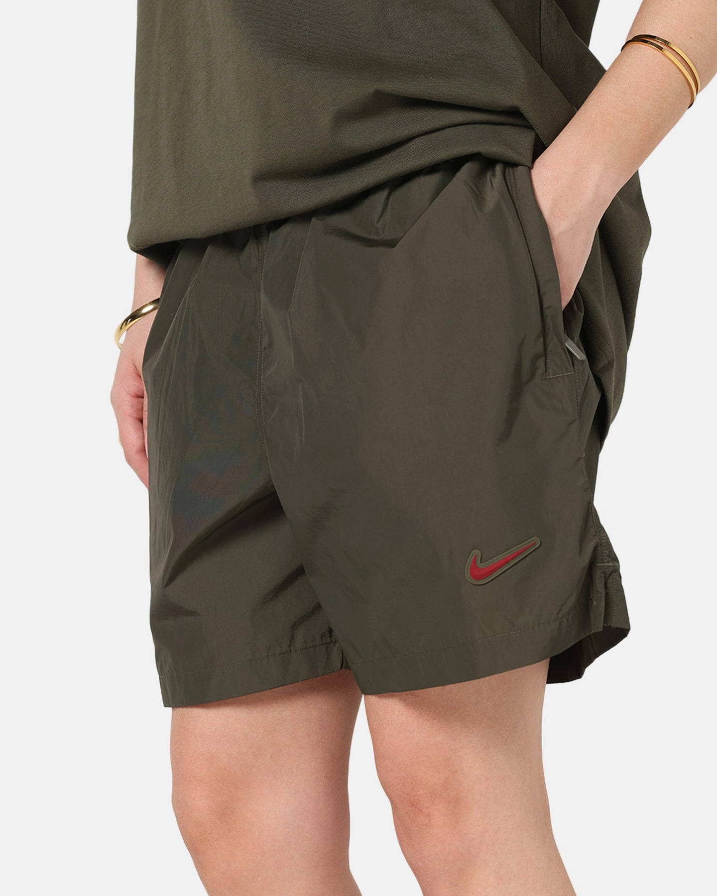 Adjustable Drawcord Nike Nocta Cardinal Nylon Shorts Khaki