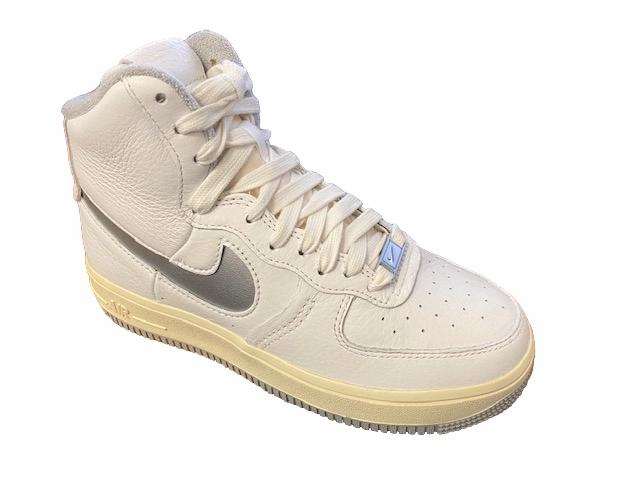 Nike scarpa sneakers da donna alta Air Force 1 High Sculpt DC3590 101 bianco latte-argento retro shoes