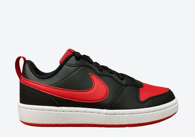 Nike scarpa sneakers da ragazzi Court Borough Low  BQ5448 007 nero rosso BreathableMesh global - themed running option