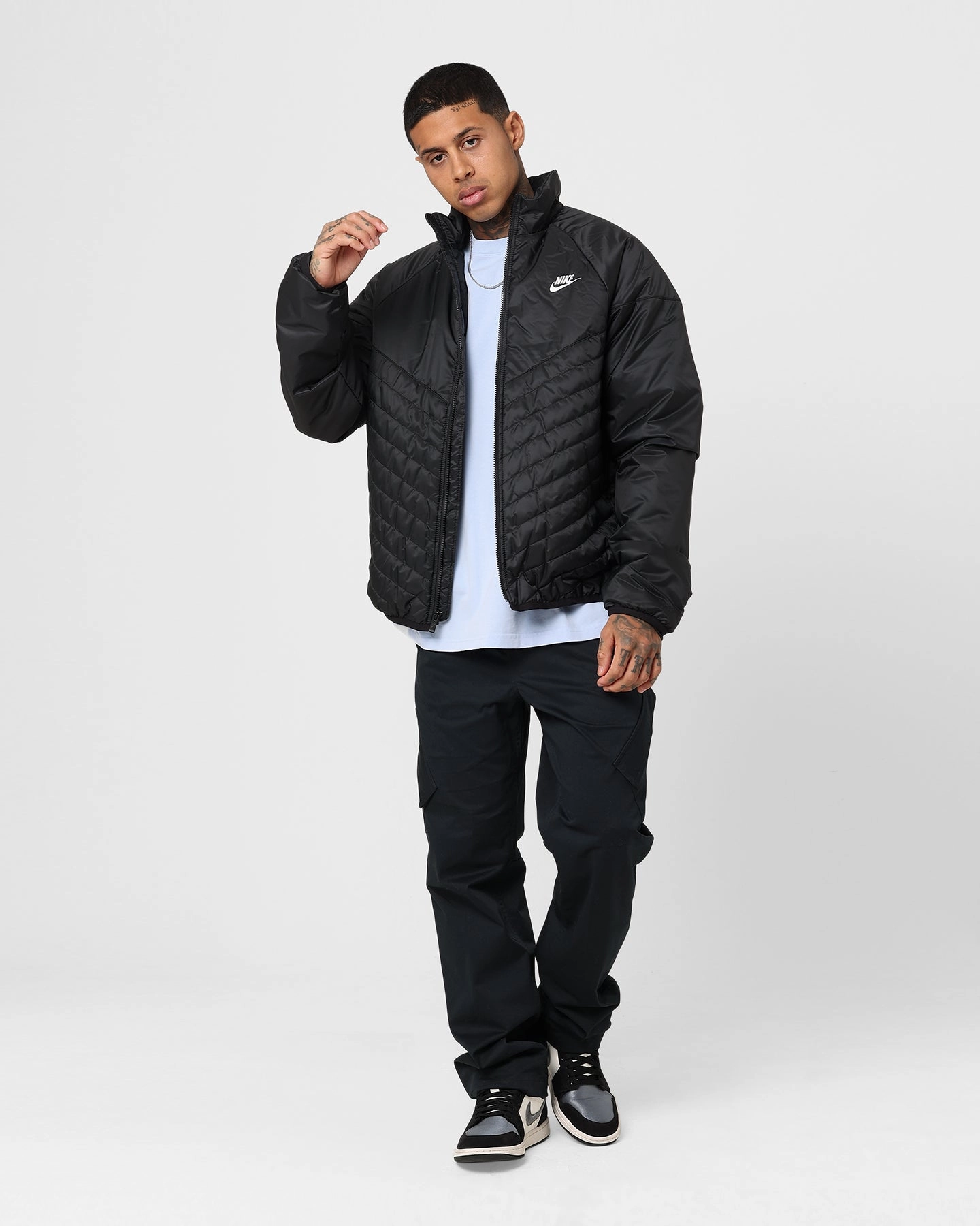 Zippered Vents Stretch Enhanced Mobility Nike Sportswear Windrunner Therma-FIT Midweight Puffer Jacket Black/Black/Sail