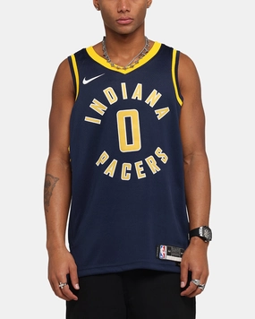 Nike Tyrese Haliburton Indiana Pacers #0 Icon Edition 2022/23 Nike Dri-Fit NBA Swingman Jersey College Navy Abrasion Resistant Finish Laser Cut Vents