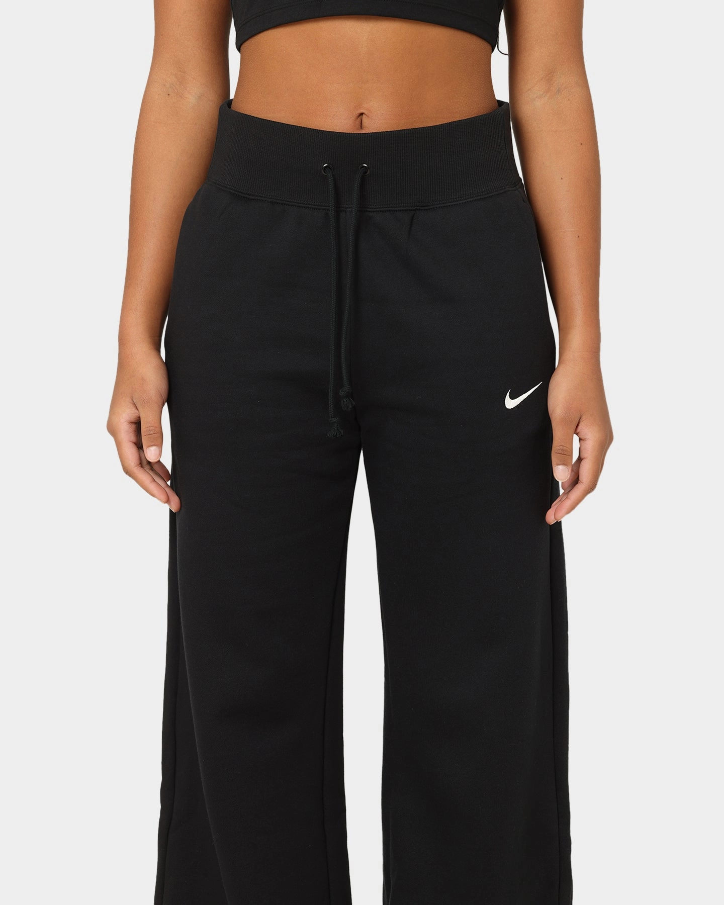 Quick Dry Wear Ripped design Nike Women's Sportswear Phoenix Fleece High Waisted Wide Leg Sweat Pants Black/Sail