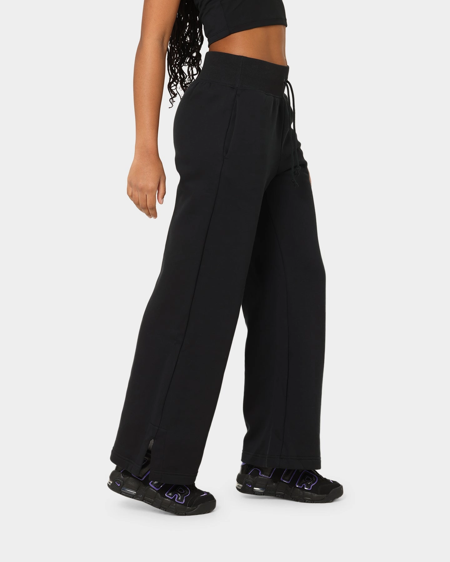 Nike Women's Sportswear Phoenix Fleece High Waisted Wide Leg Sweat Pants Black/Sail MoistureWicking Quick Dry Wear