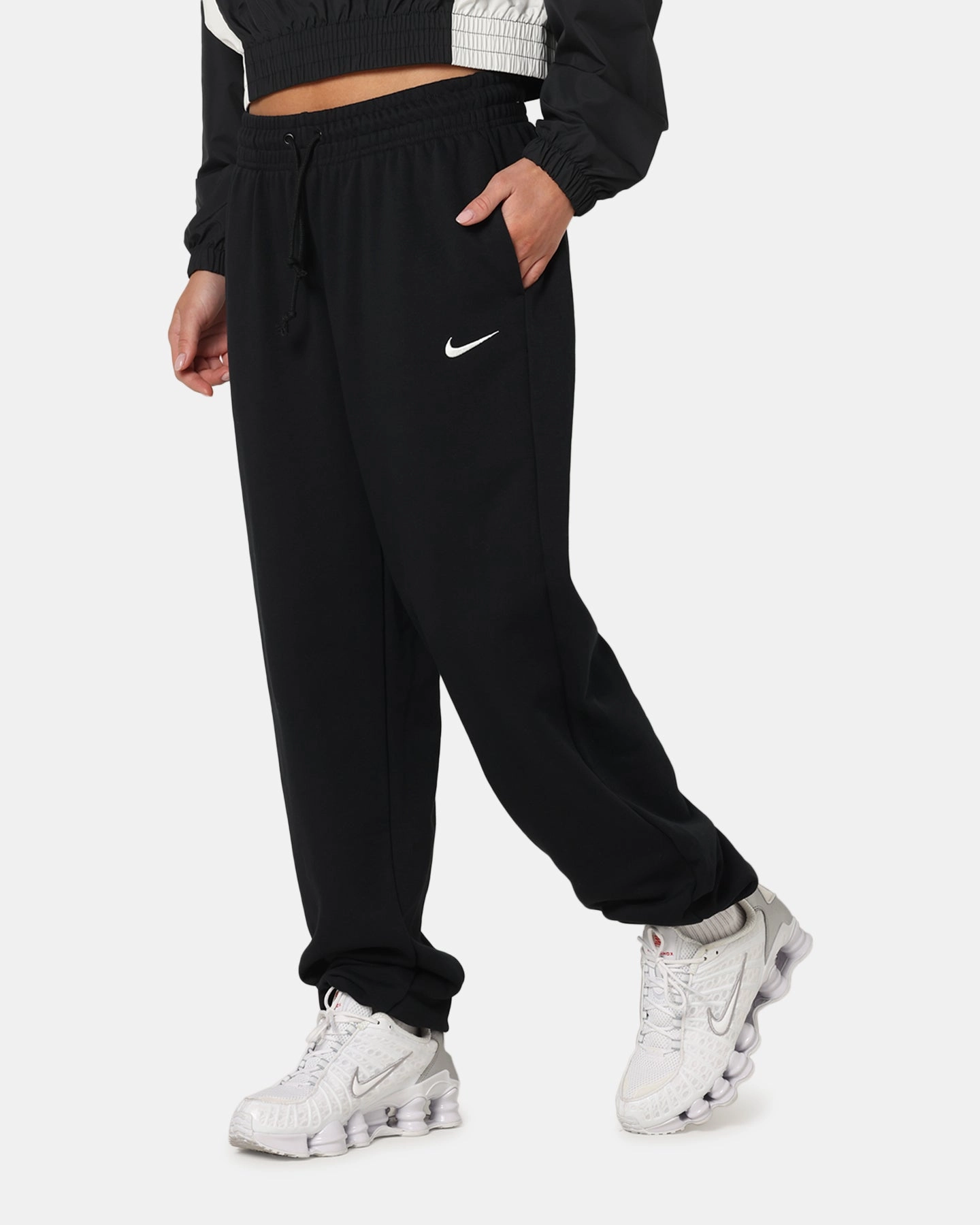 Minimalist Fit Durable Hem Nike Women's Sportswear Phoenix Fleece Oversized French Terry Sweatpants Black/Sail