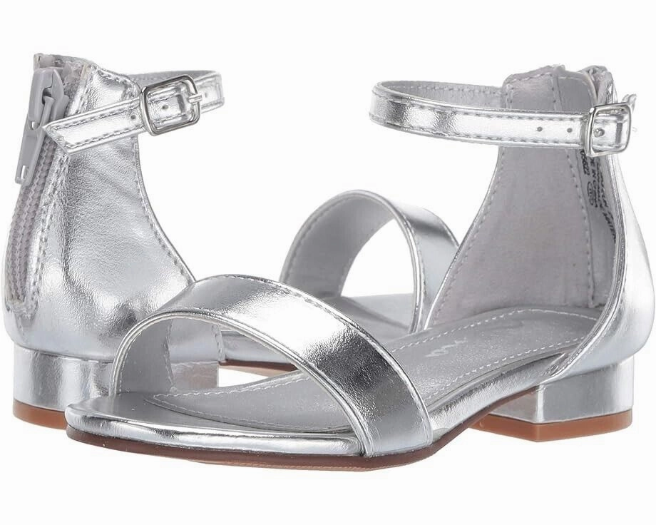 All-purpose stability Nina Hidi-T Sandals Girls US 12 Silver Metallic Ankle Strap Block Heel FZP437