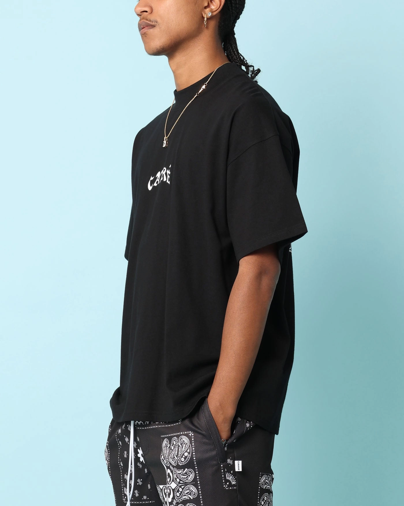 Carr?? Members Only Oversized T-Shirt Black Trendy Basics Flexible Cuff Design