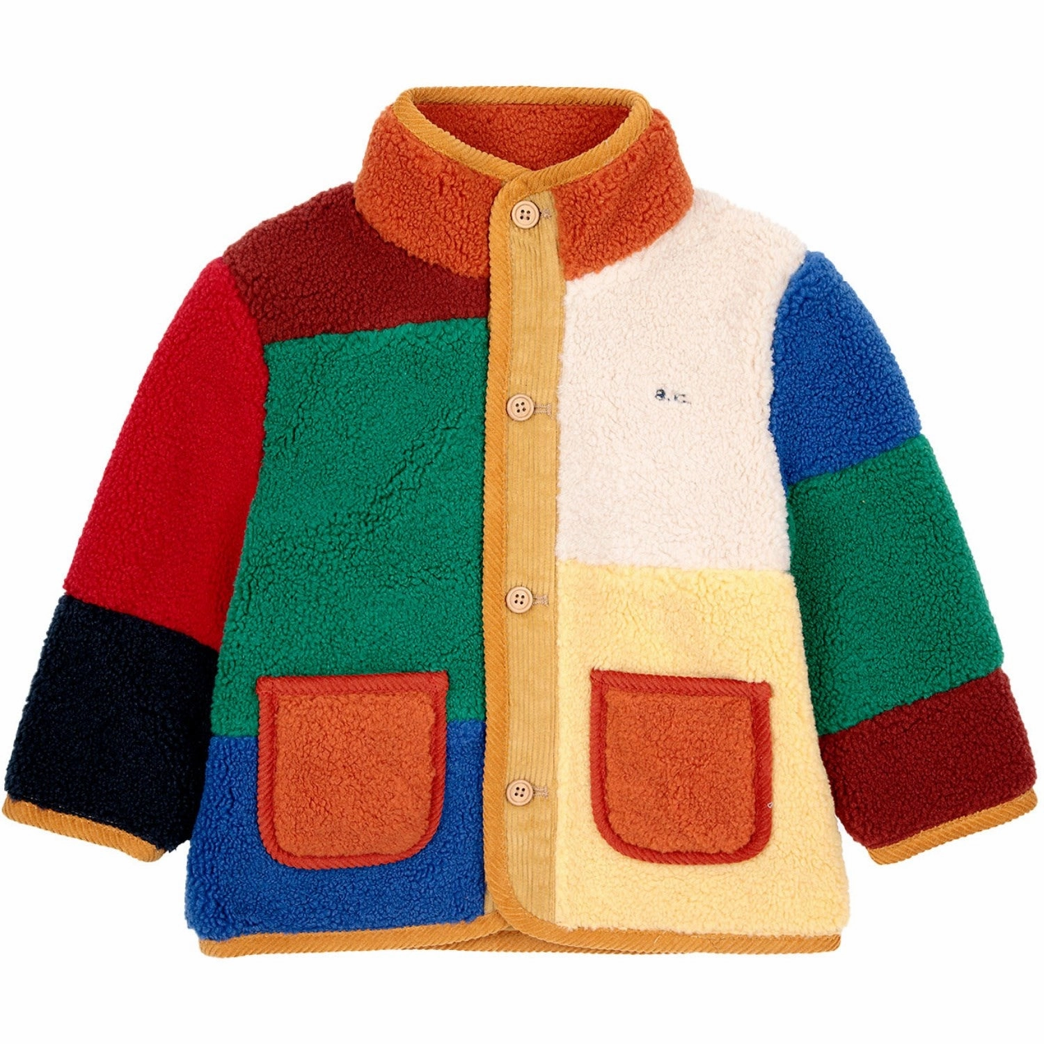 Bobo Choses Multicolor Color Block Sheepskin Jacket ElasticizedWaistbandSystem Basic Travel Fit