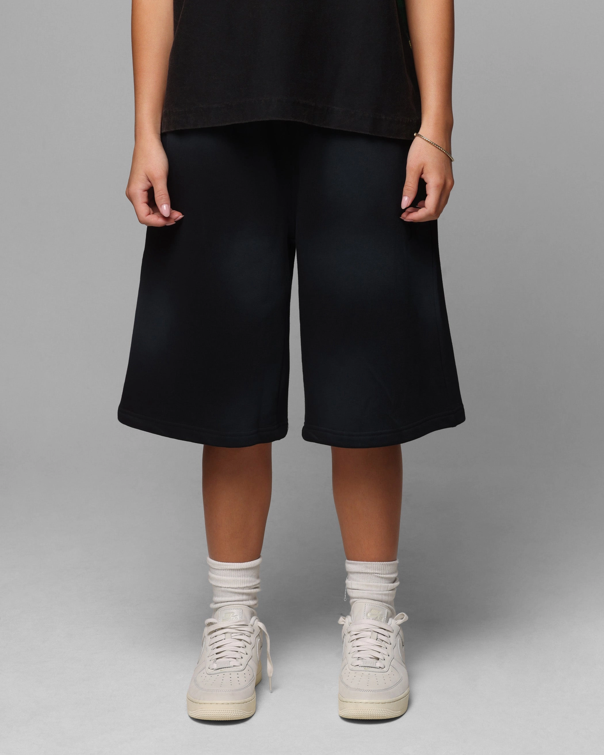 NonIrritatingStitching Low Bulk Material Loiter Premium Essentials Sweat Shorts Washed Black