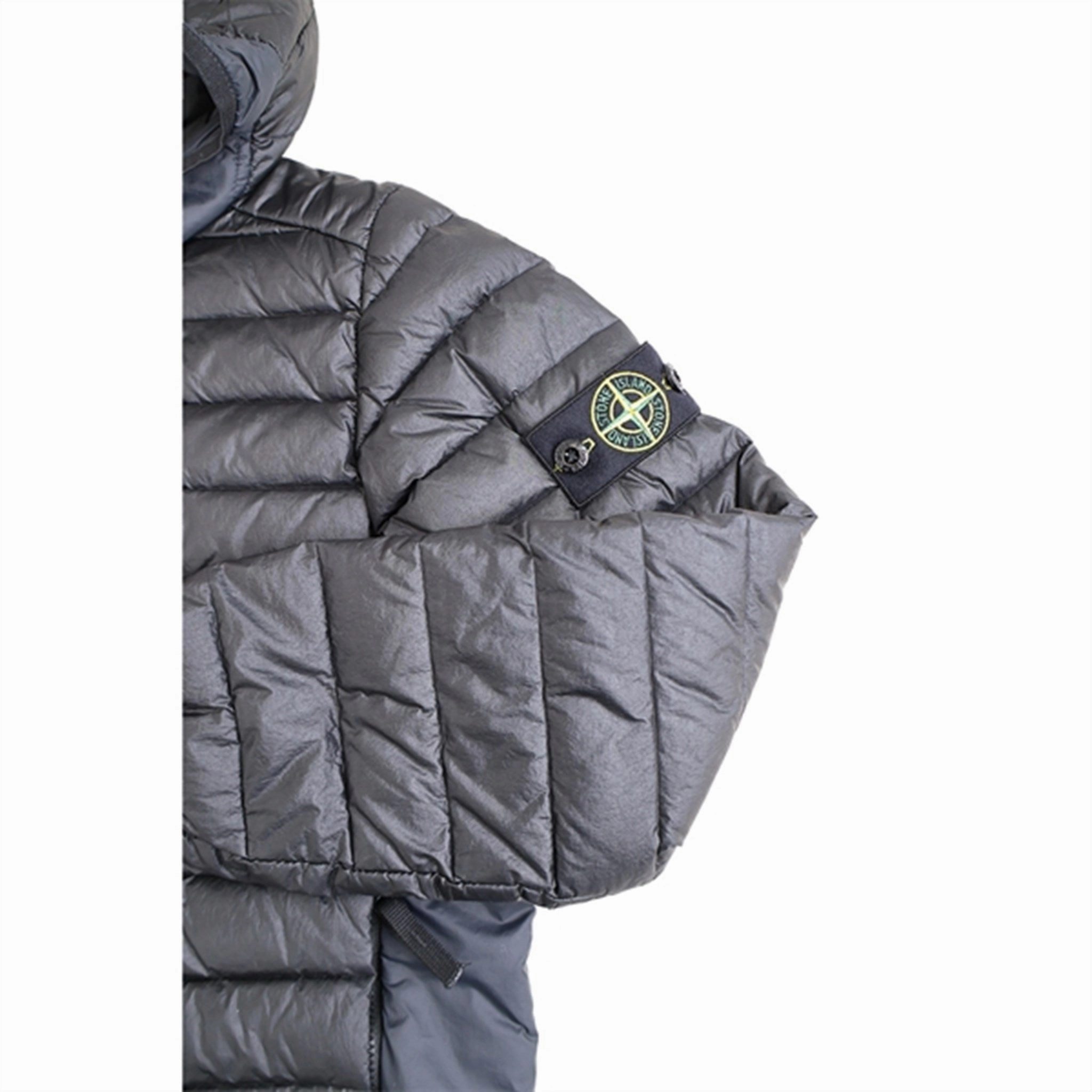 Multi Pocket Adjustable Hood Stone Island Down Jacket Black