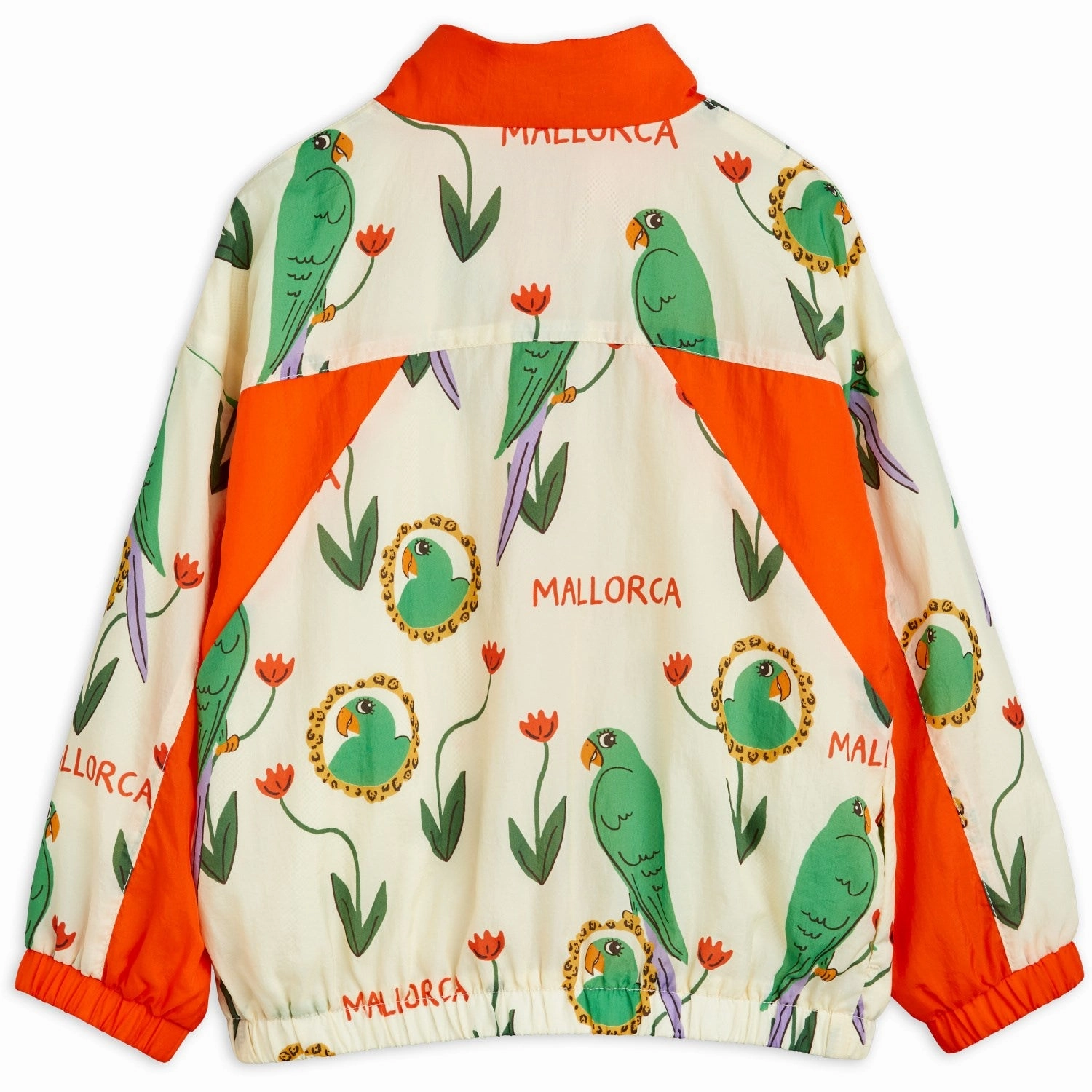 Neutral Tone Seamless Street Fit Mini Rodini Multi Parrots AOP Nylon Tracksuit Jacket