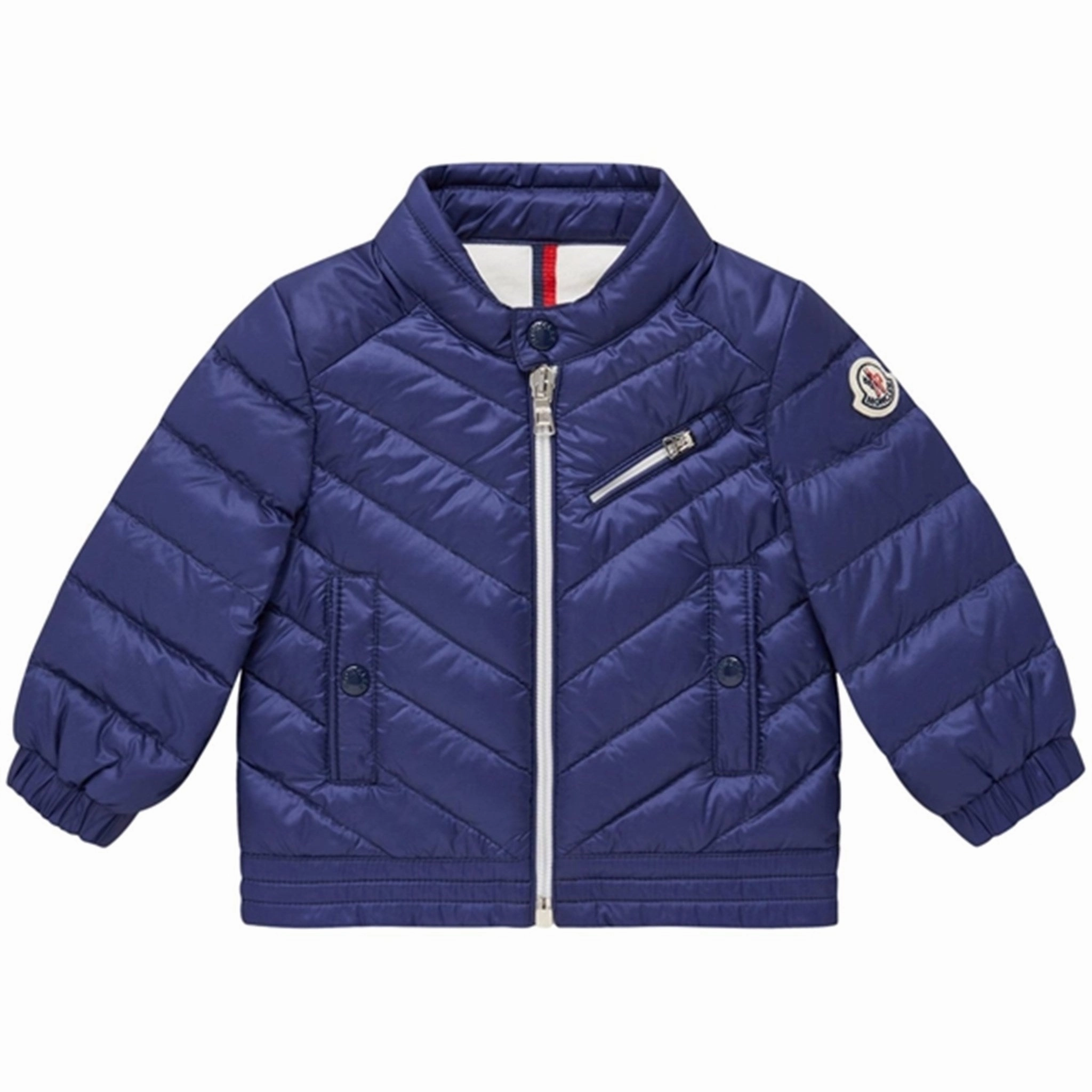 Fire Retardant Treated Fabric Moncler Aizo Biker Down Jacket Dark Blue