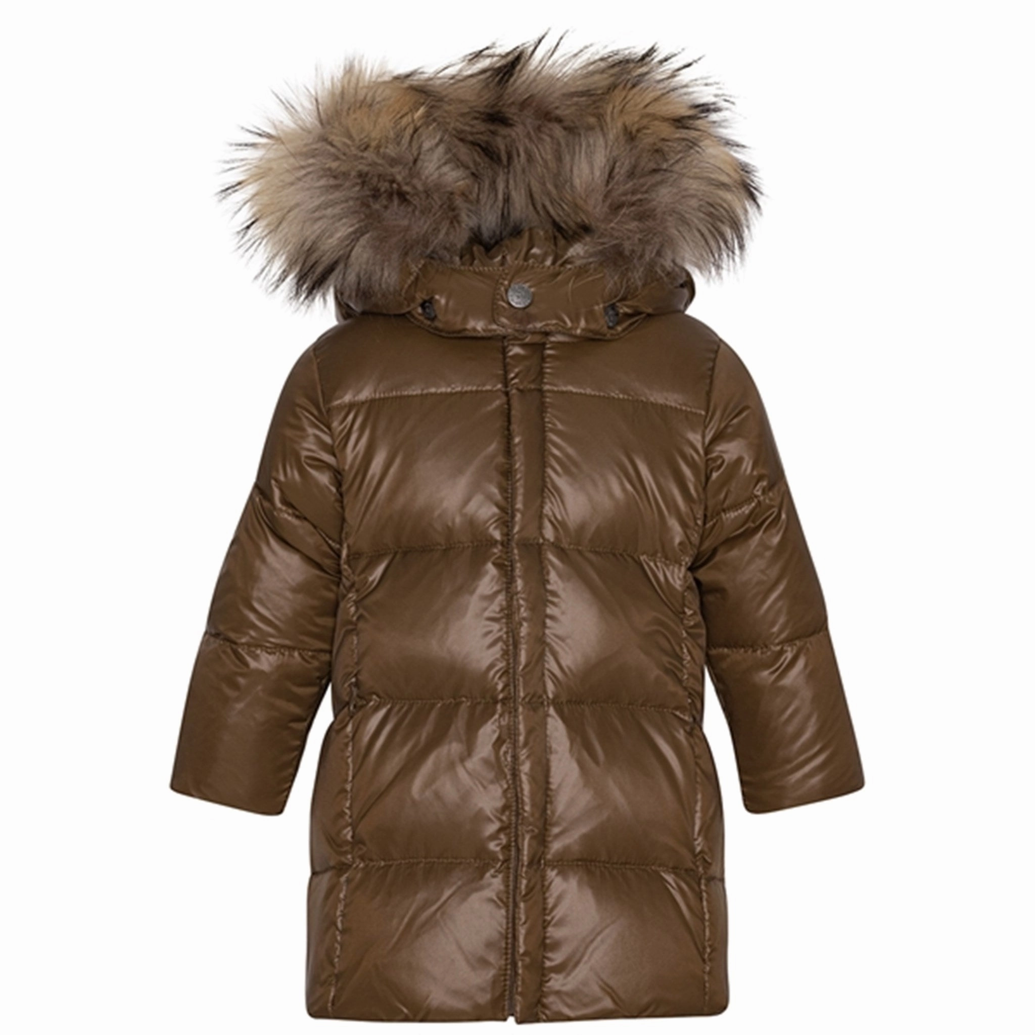 Warm Lining Ver de Terre Featherlight Baby Girls Down Coat w. Fur Kangaroo
