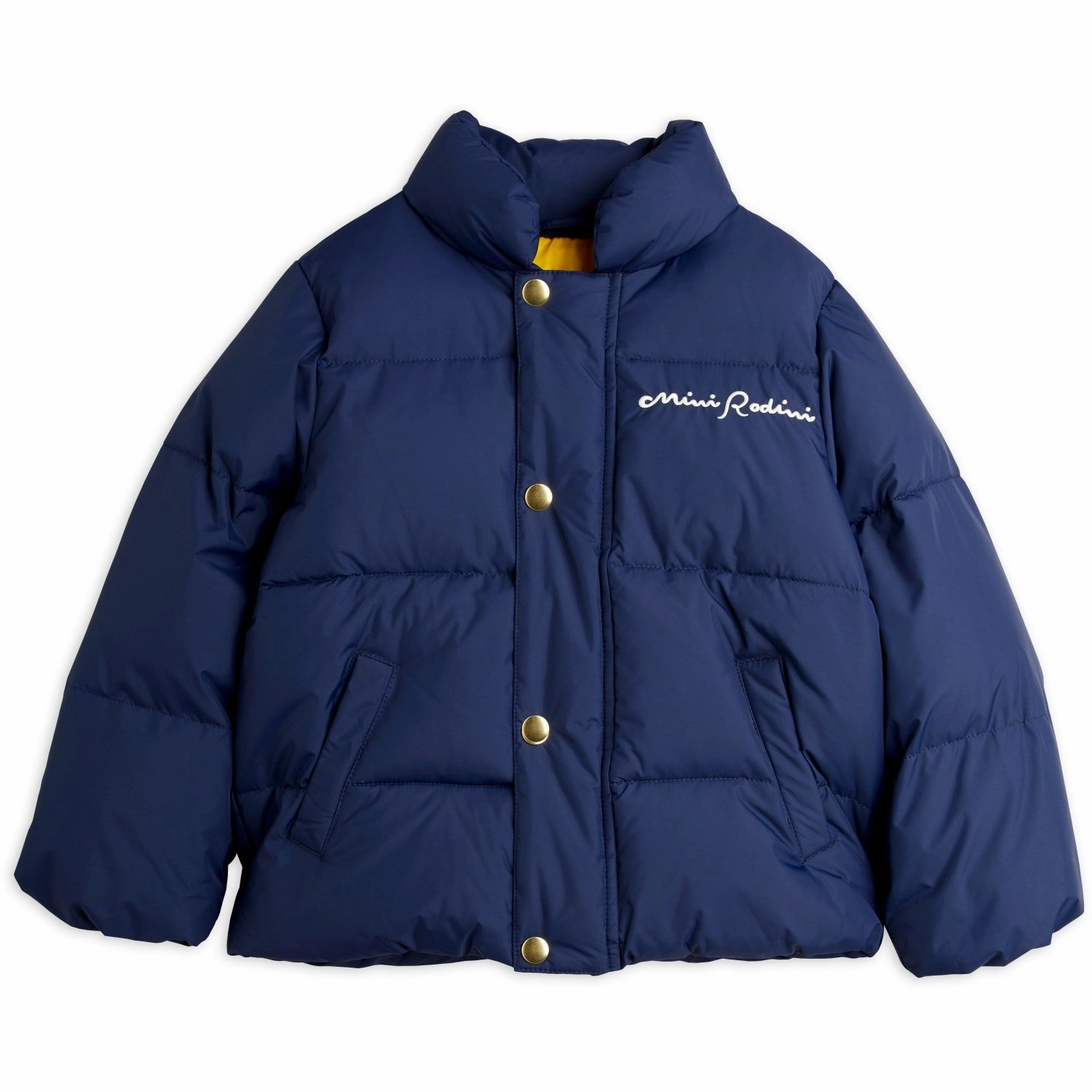 Mini Rodini Blue Mini Rodini Society City Puffer Jacket DoubleLayered Collar Thermal Insulation