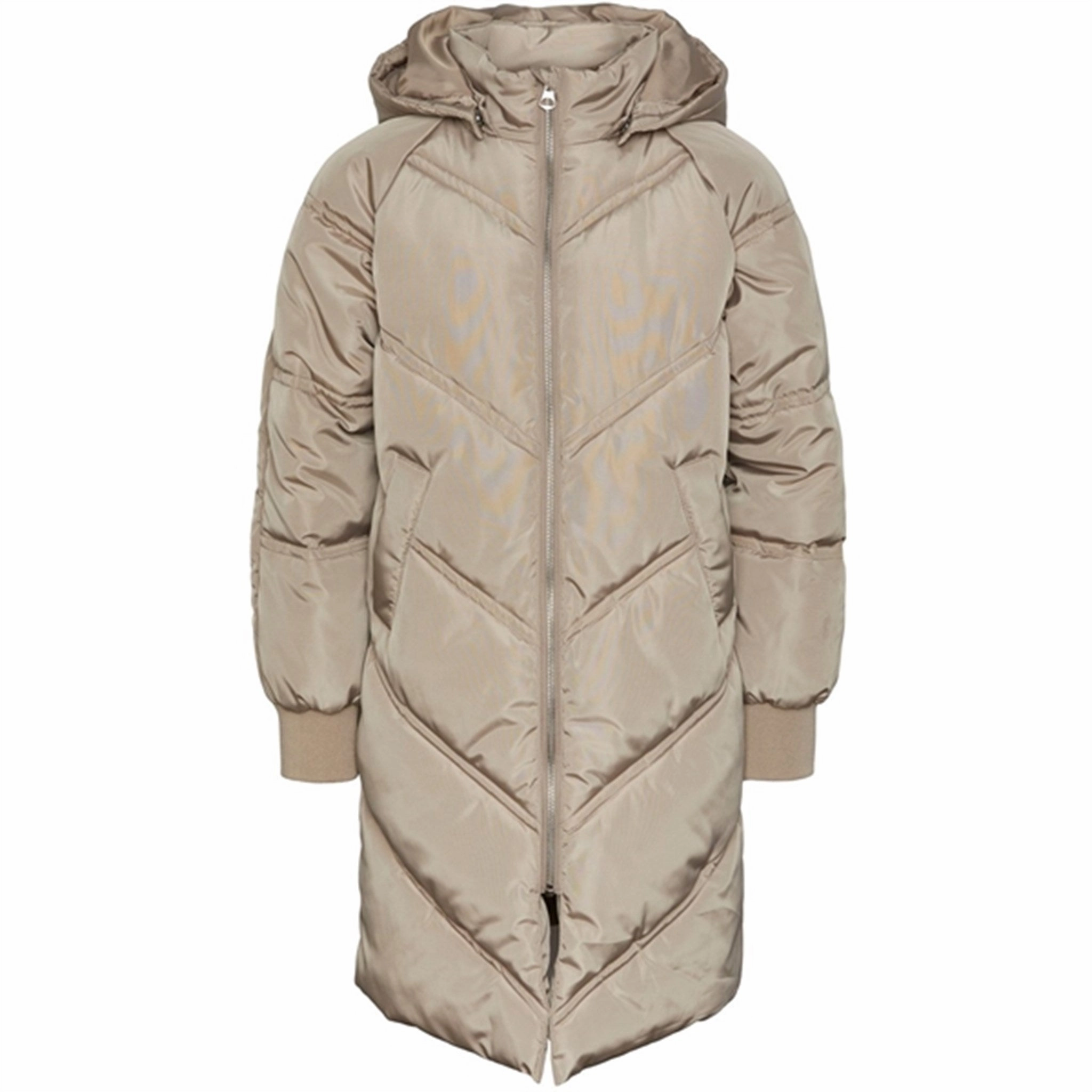 Pieces Kids Silver Mink Nelicity Puffer Jacket NonRestrictive Cut Stitched Look