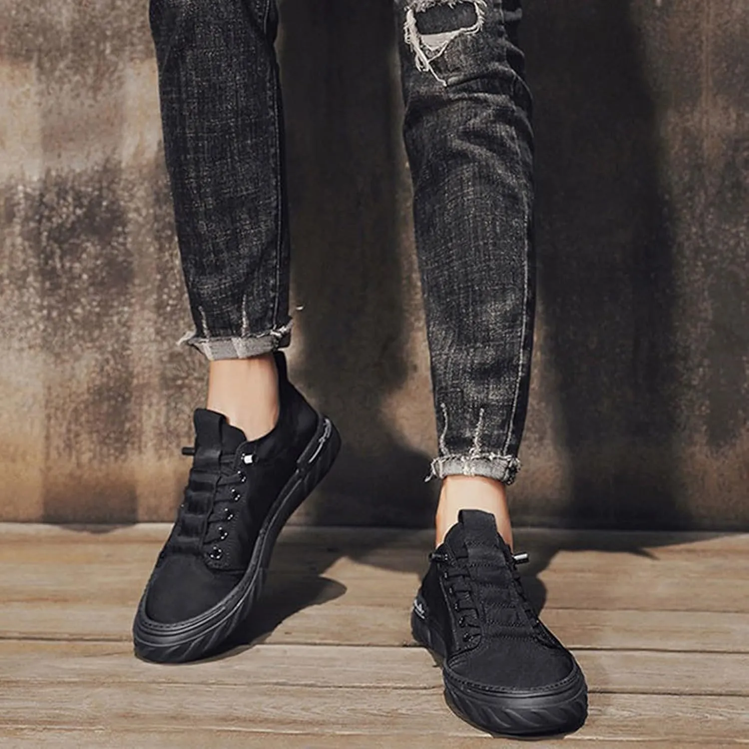 Non Slip Work Sport Shoes for Men Trendy Versatile Shoes Casual Versatile Canvas Arch Support Men's Leather Boots