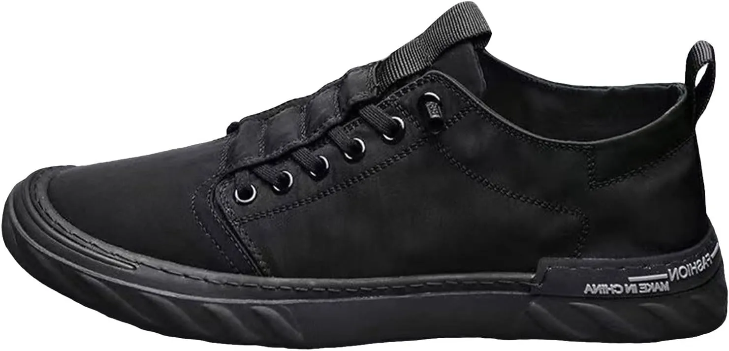 Non Slip Work Sport Shoes for Men Trendy Versatile Shoes Casual Versatile Canvas Arch Support Men's Leather Boots