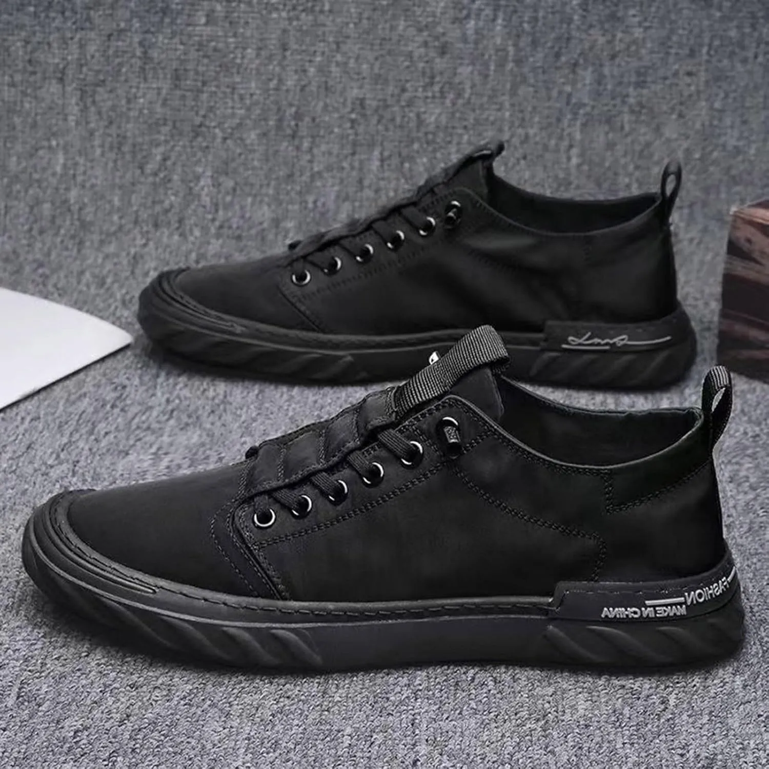 Non Slip Work Sport Shoes for Men Trendy Versatile Shoes Casual Versatile Canvas Arch Support Men's Leather Boots