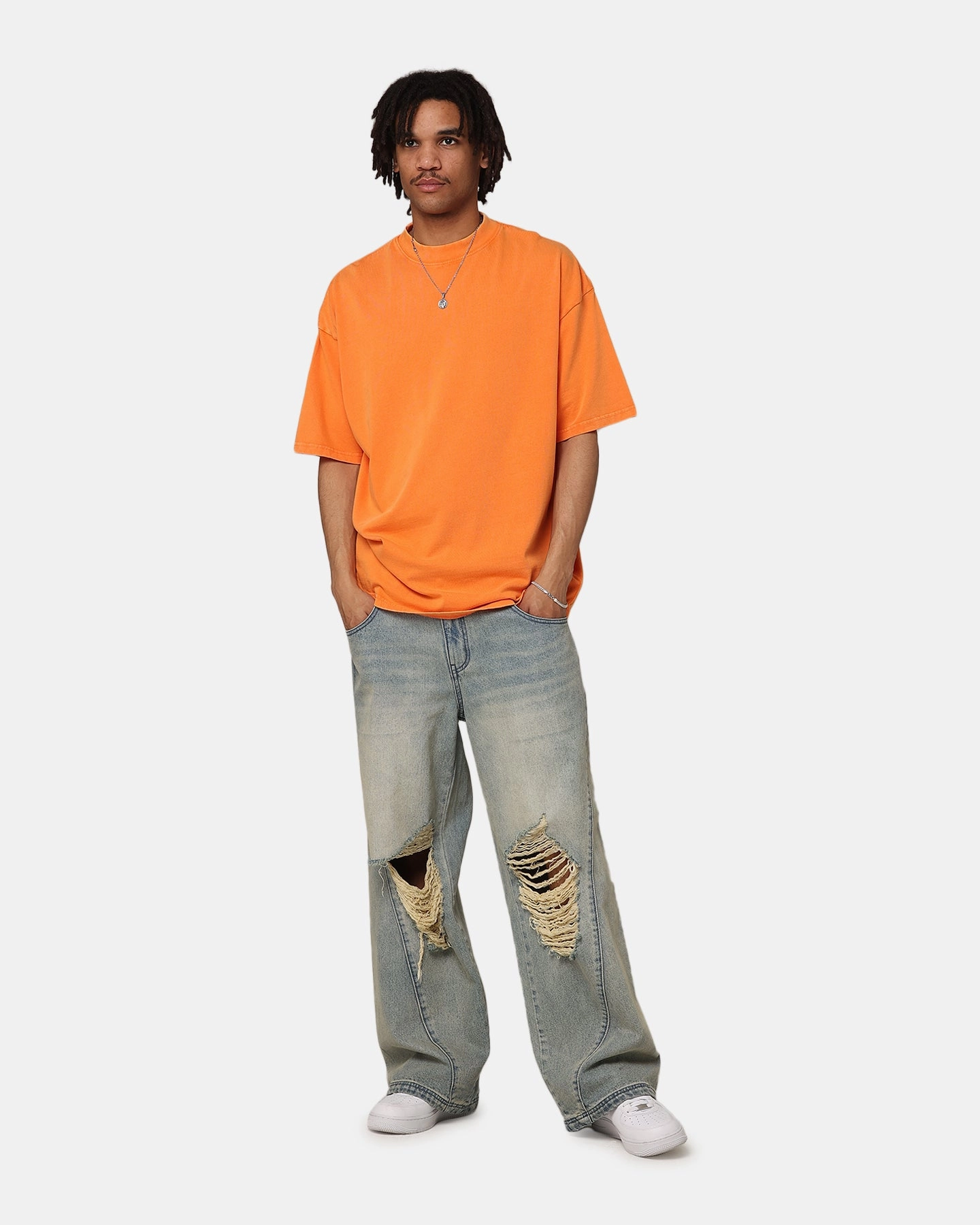 Culture Kings Oversized Blank T-Shirt Orange Ultra Soft Texture Urban Casual