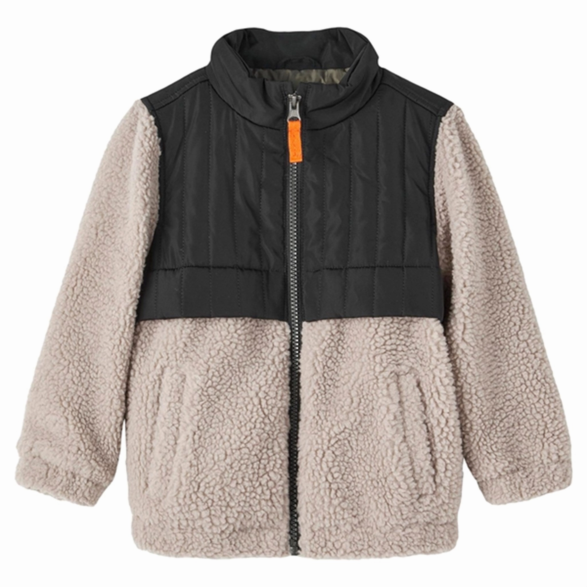 Stowable Hood Soft Fleece Lining Name it Silver Mink Mikas Teddy Jacket