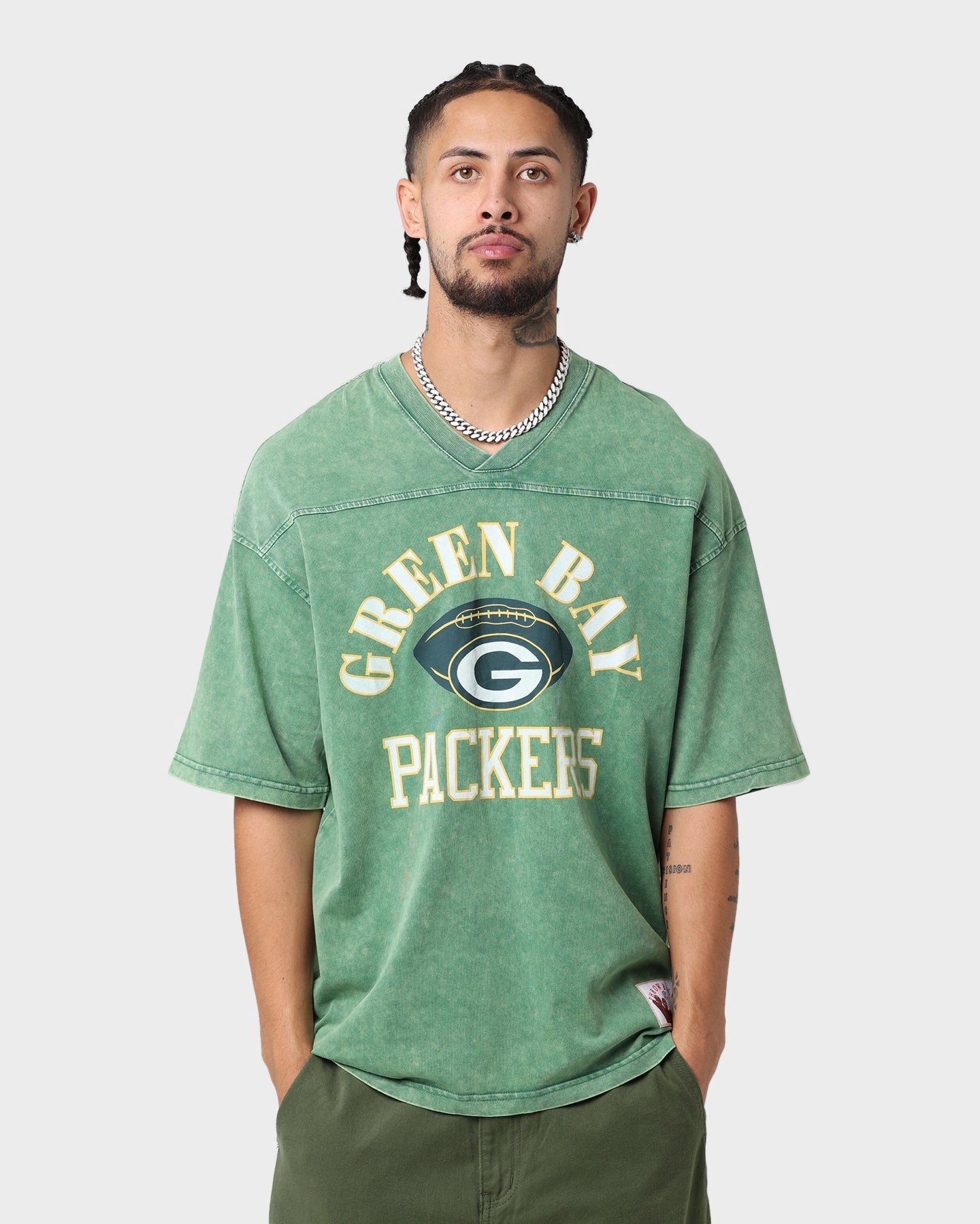 Mitchell & Ness Green Bay Packers Winners Oversized T-Shirt Bucks Green Relaxed Design