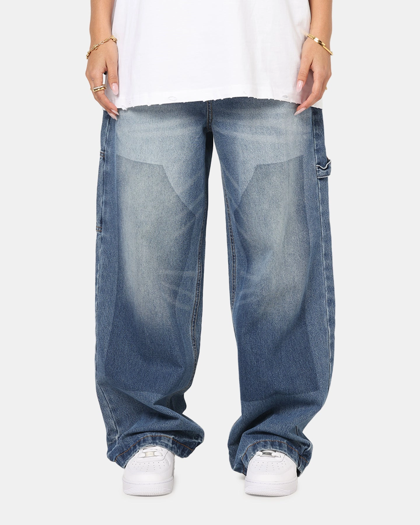Soft Brush Lining Fashionable Cut Saint Morta Amplus Recon Carpenter Jeans Vintage Blue
