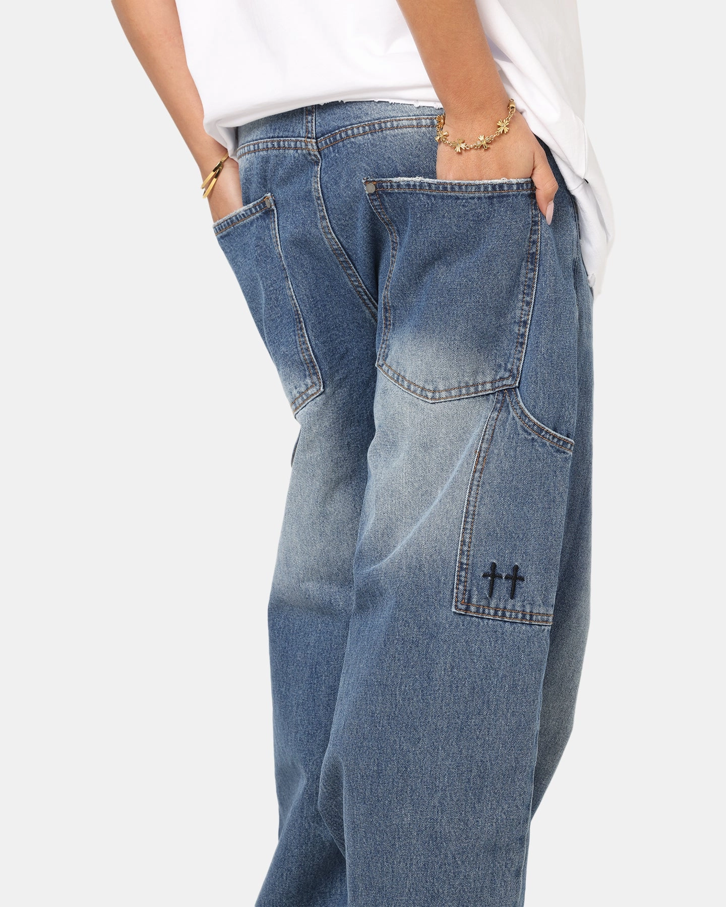 Saint Morta Amplus Recon Carpenter Jeans Vintage Blue Relaxed Comfort Look Anti Snag Threading