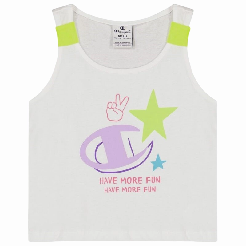 Active Leggings Capri Champion Completo da bambina e ragazza Legacy Fun Club Thirt e Short 404679 WW001 WHT white
