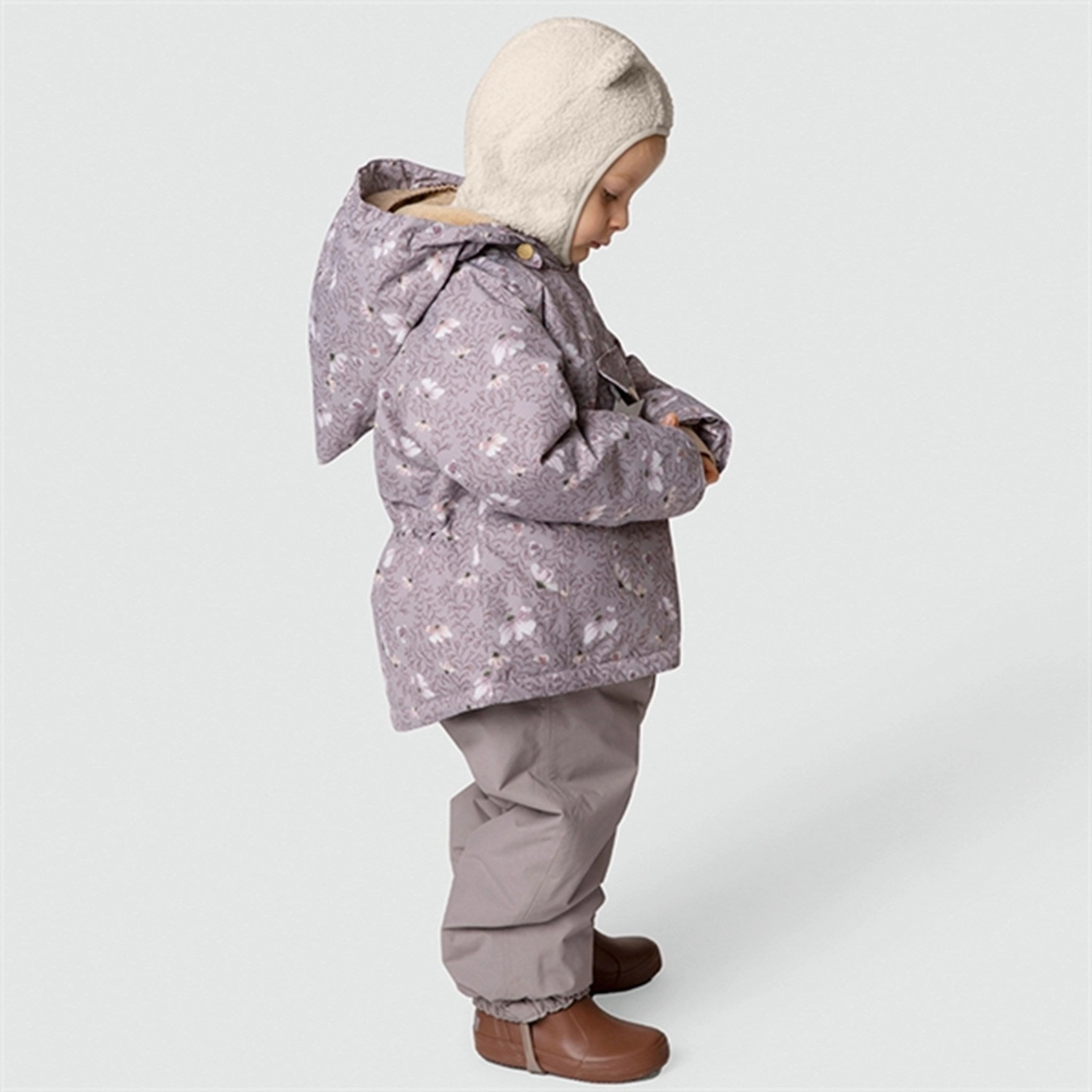 Four Way Stretch MINI A TURE Wang Fleece Printed Winter Jacket Autumn Flower Field