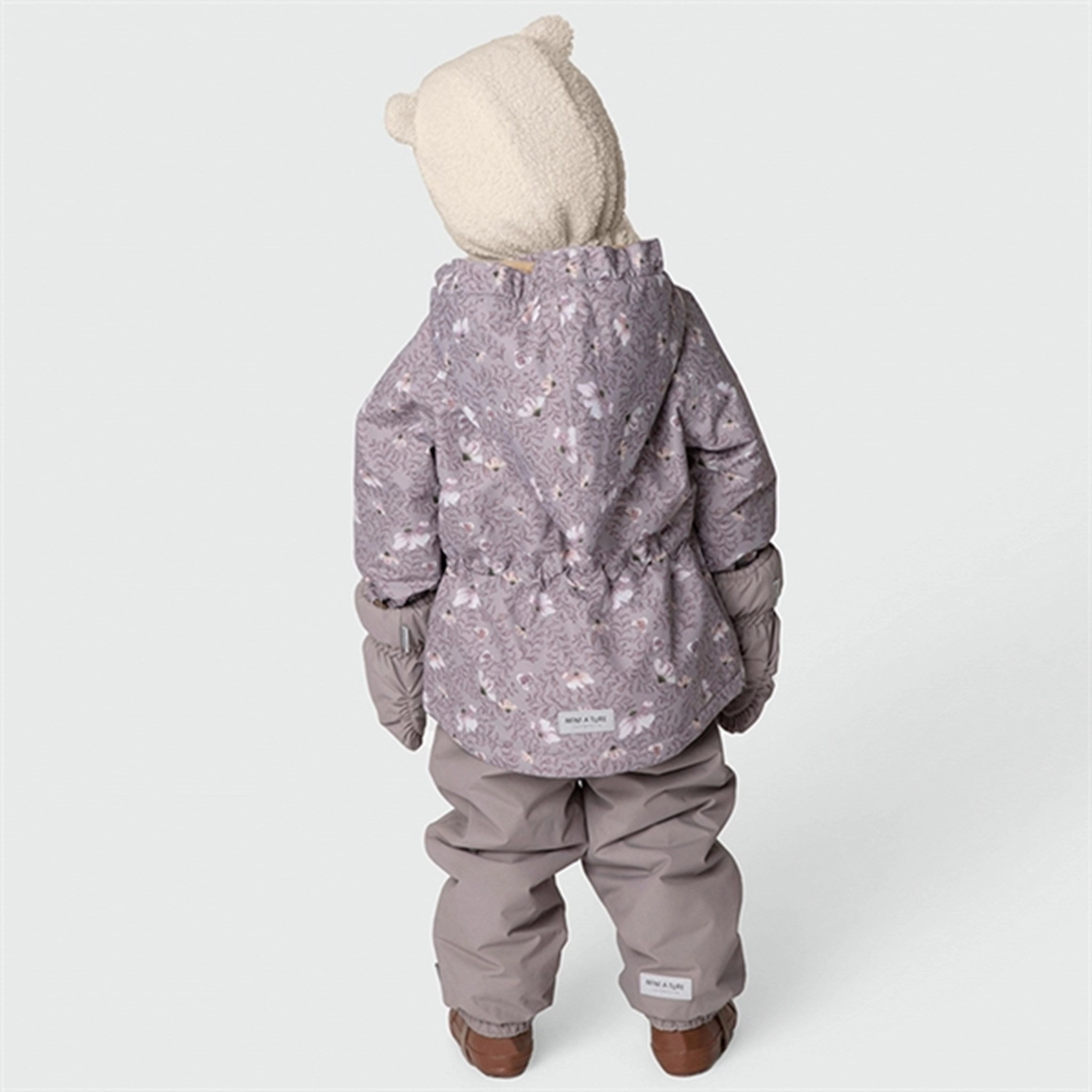 MINI A TURE Wang Fleece Printed Winter Jacket Autumn Flower Field SlipResistantFastenings Silicone Grip Trim