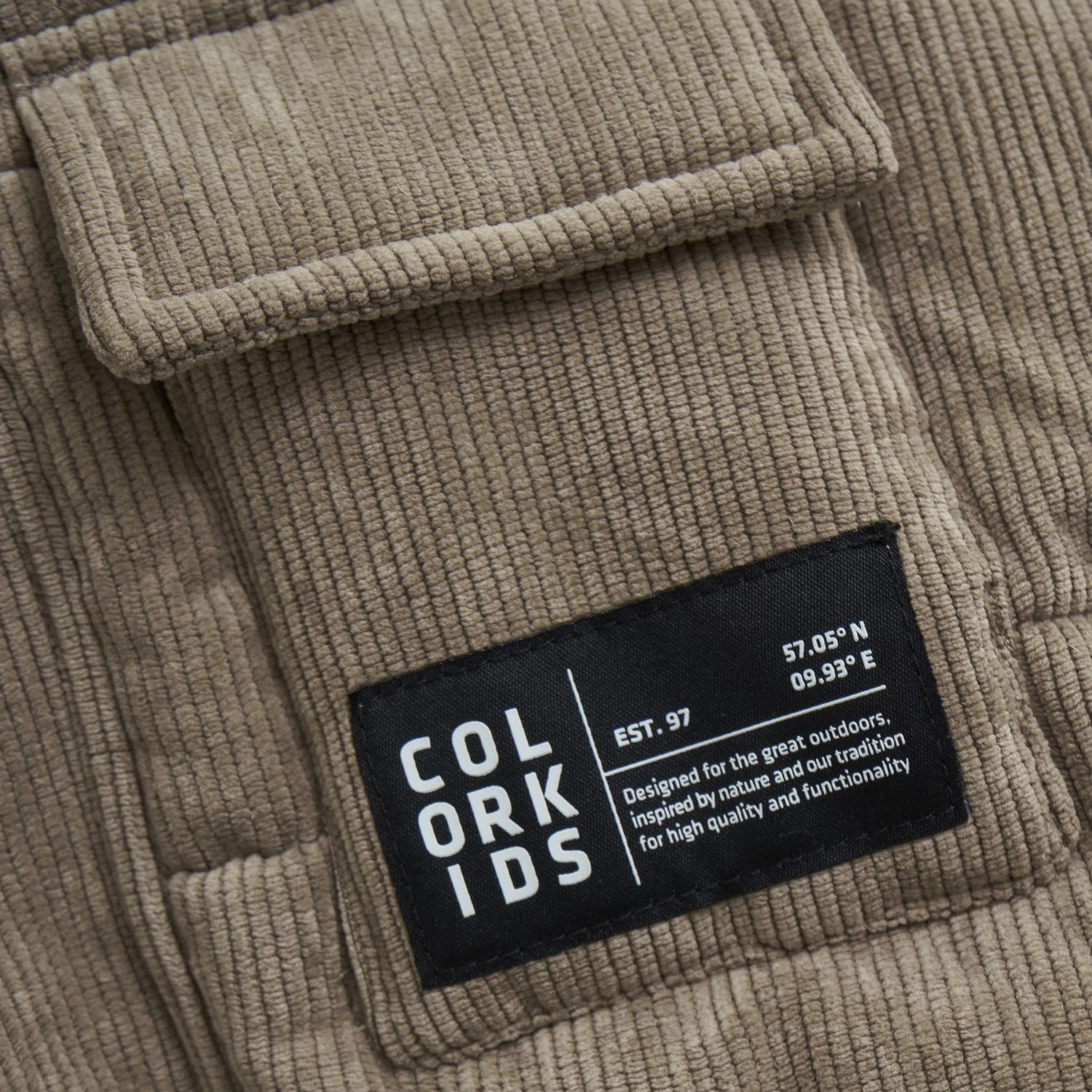 Color Kids Fossil Jr. Jacket W. String -Corduroy Waterproof Zipper Closure