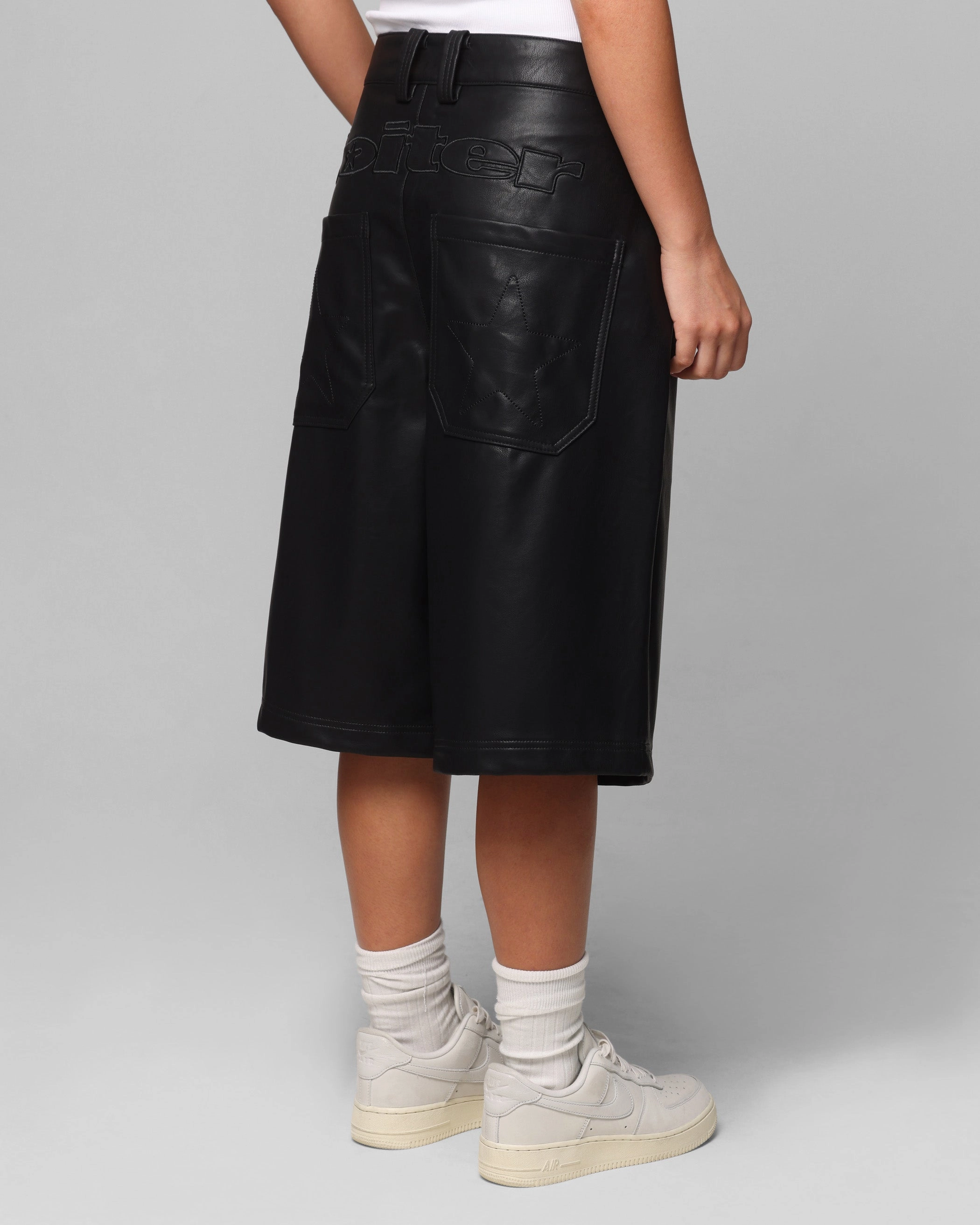 Loiter Collateral PU Leather Jorts Black Classic Comfort Casual Performance Wear