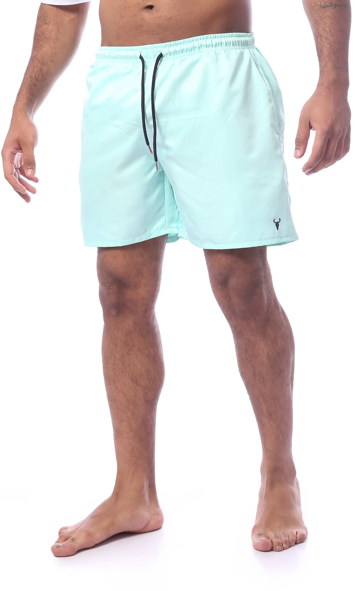 O167256 Light Aquamarine Elastic Waist Summer Board Shorts