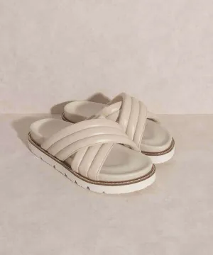 OASIS SOCIETY Grace - Puffed Cross Strap Slide Sandals