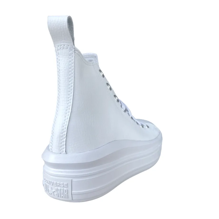 embossed - finish - design shoes Converse scarpa sneakers alta da donna in pelle con zeppa Chuck Taylor Star Move A05535C bianco