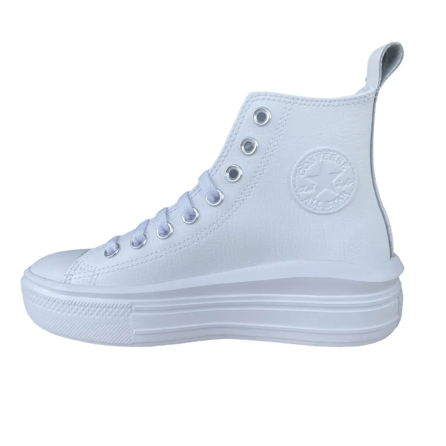 Rugged kids' size Converse scarpa sneakers alta da donna in pelle con zeppa Chuck Taylor Star Move A05535C bianco