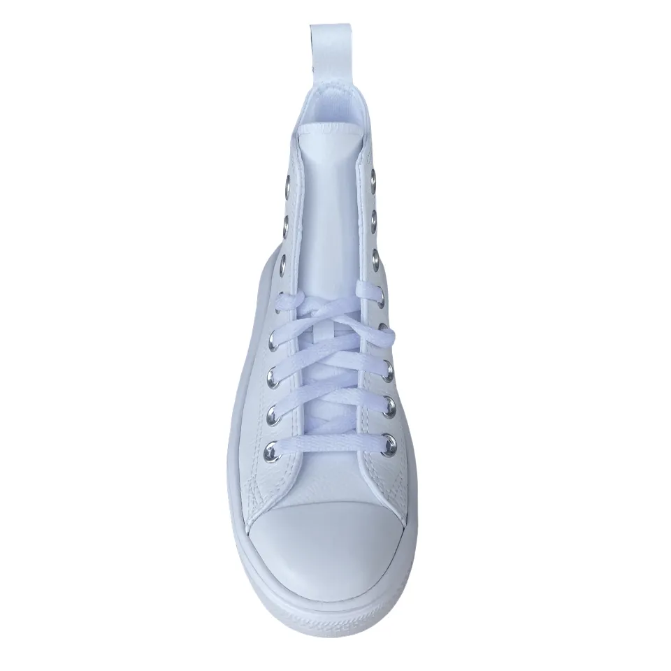 Converse scarpa sneakers alta da donna in pelle con zeppa Chuck Taylor Star Move A05535C bianco Shock Diffusion Midsole