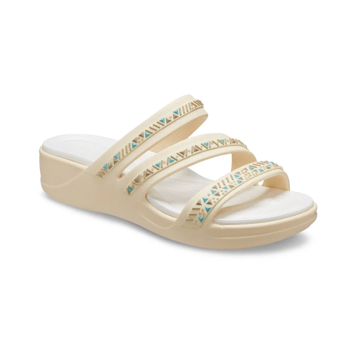Foot Hug Seamless lining Crocs sandalo da donna Boca Medallion Strappy Wedge W207431-108 vanilla