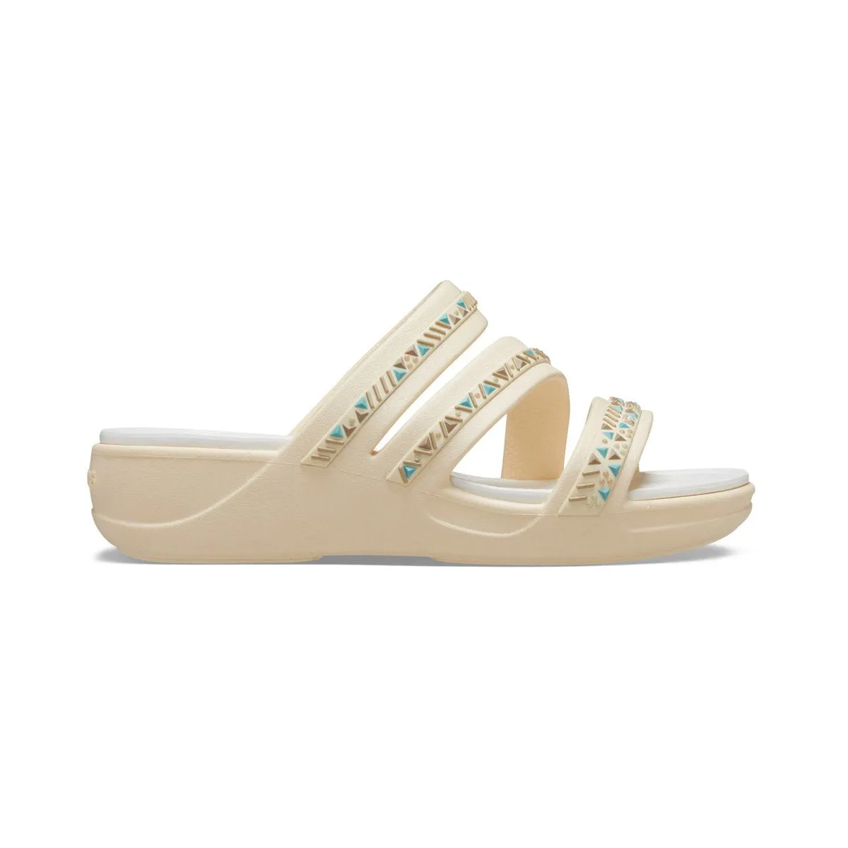Crocs sandalo da donna Boca Medallion Strappy Wedge W207431-108 vanilla Heel Ease Soft Edge