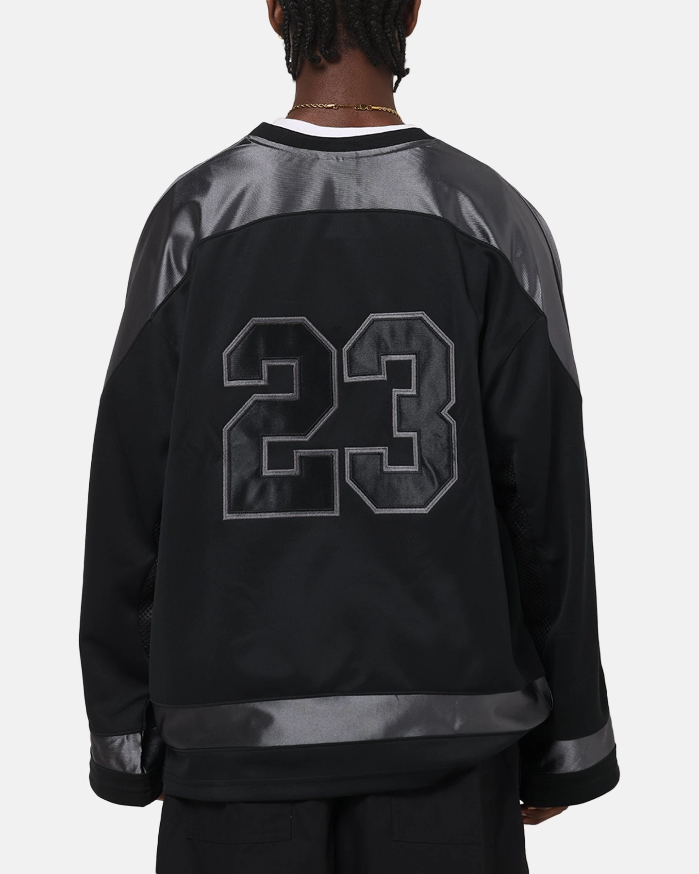 Jordan Brooklyn Collegiate Hockey Jersey Black/Iron Grey Sleek Comfort Soft Touch Material