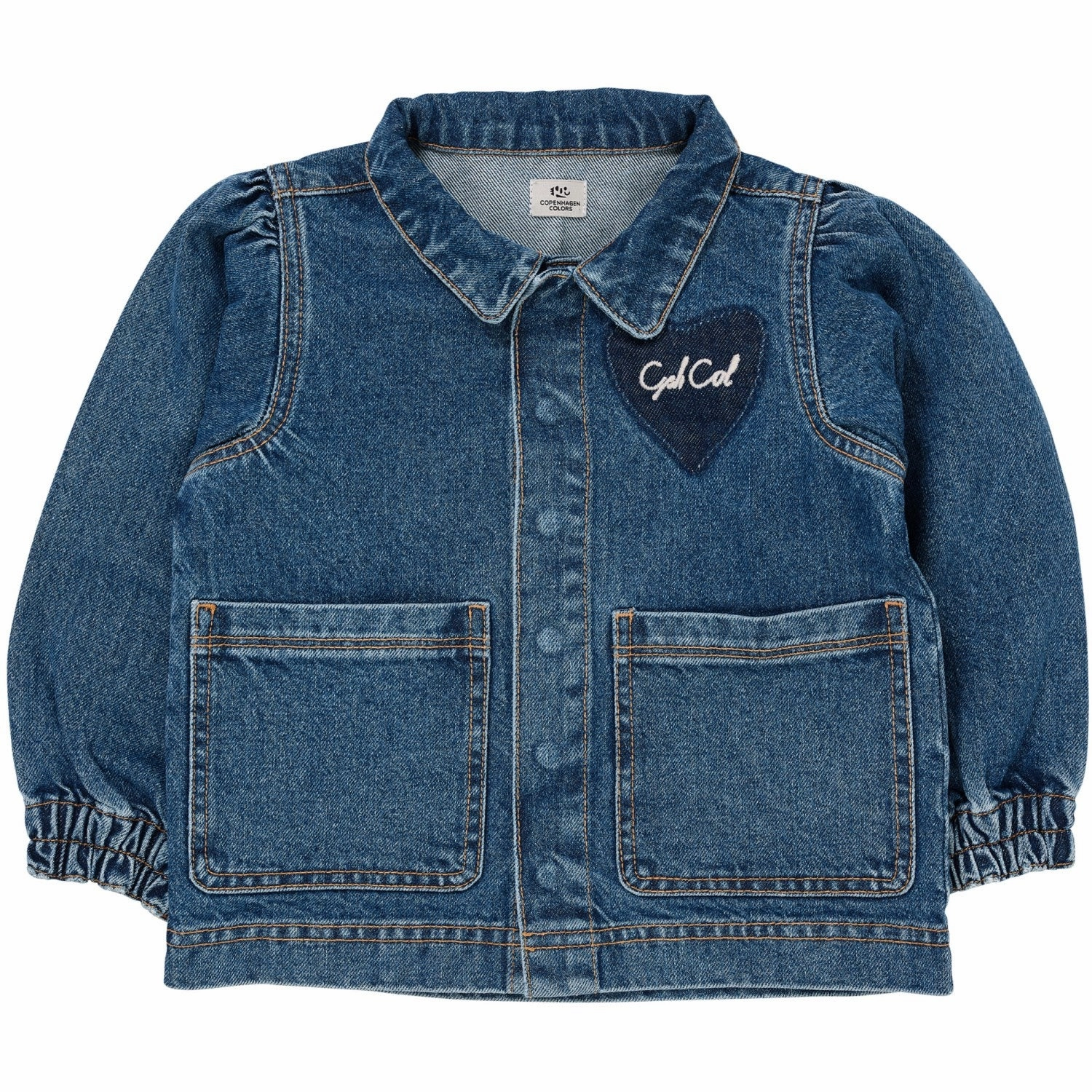Crisp Weather Fit COPENHAGEN COLORS Indigo Blue Washed Organic Denim Hearts Jacket