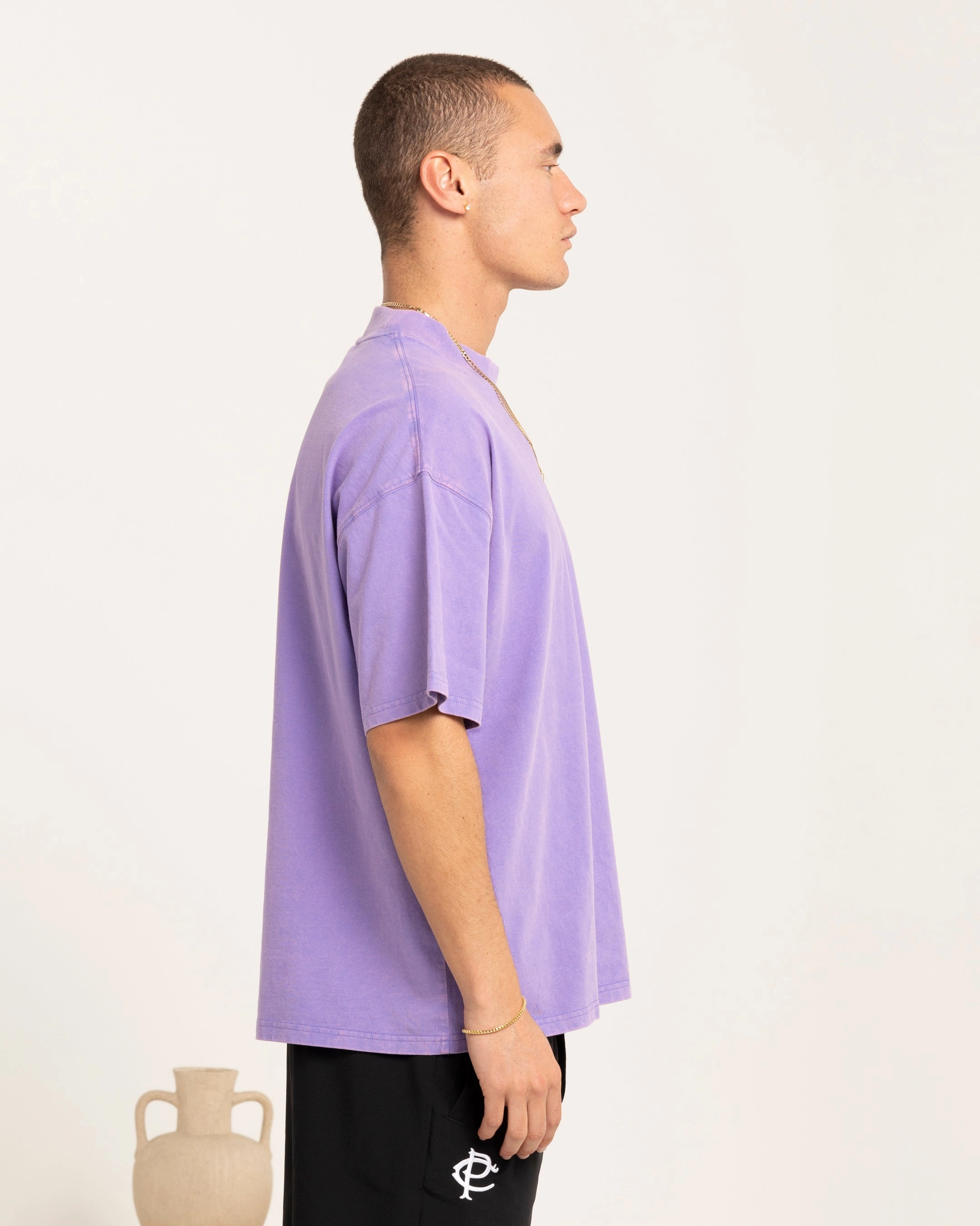 Soft and Cozy Active Layering Carre Class Oversized Pocket T-Shirt Purple