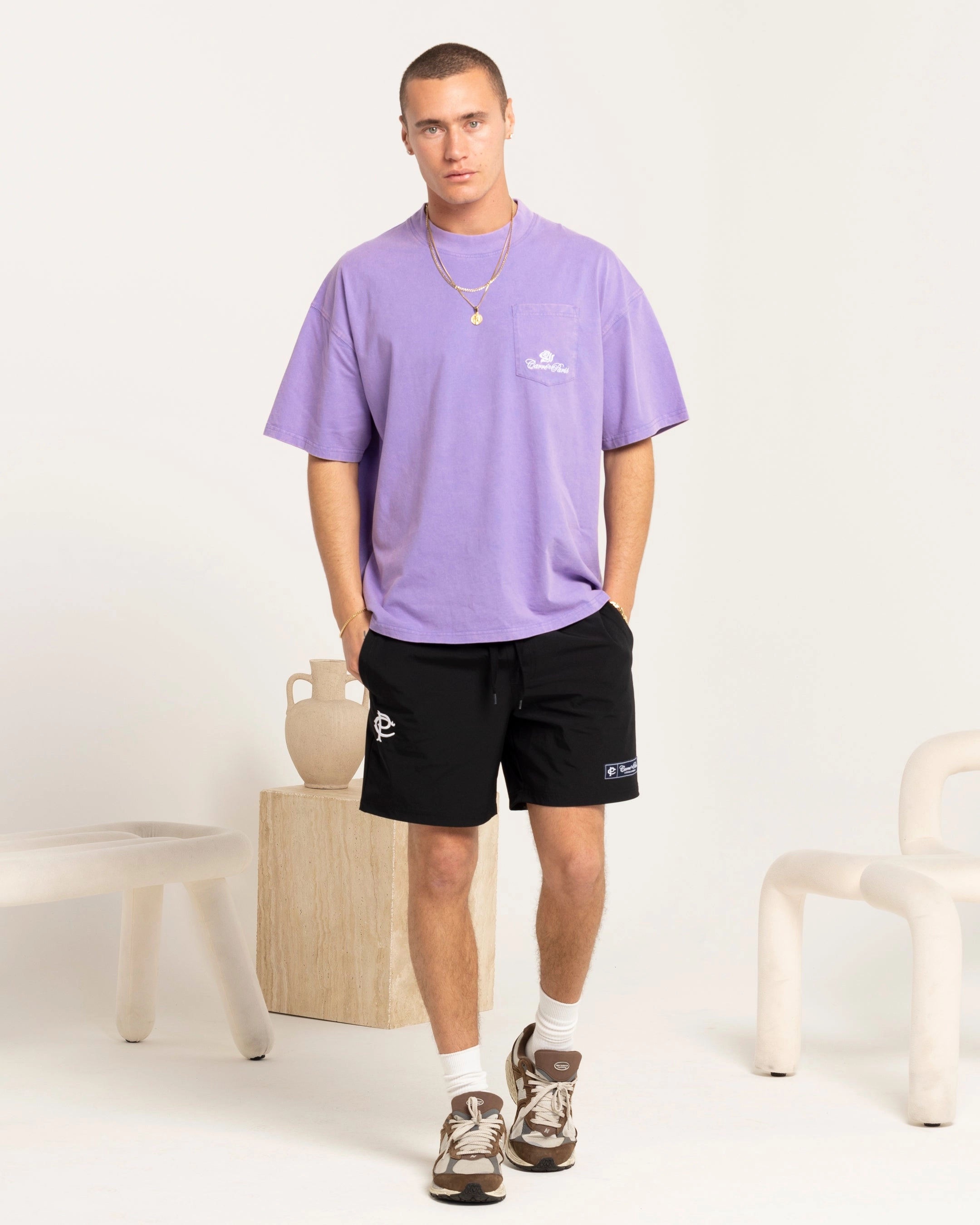 Carre Class Oversized Pocket T-Shirt Purple Essential Look