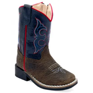 OLD WEST TODDLER DARK BROWN SQUARE TOE BOOT