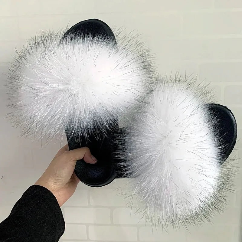 Olivet - Fluffy Real Fur Slippers for Women
