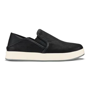 Olukai Women's Ki'ihele 'Ili Leather Slip On Shoe - Black/Black 20471-4040