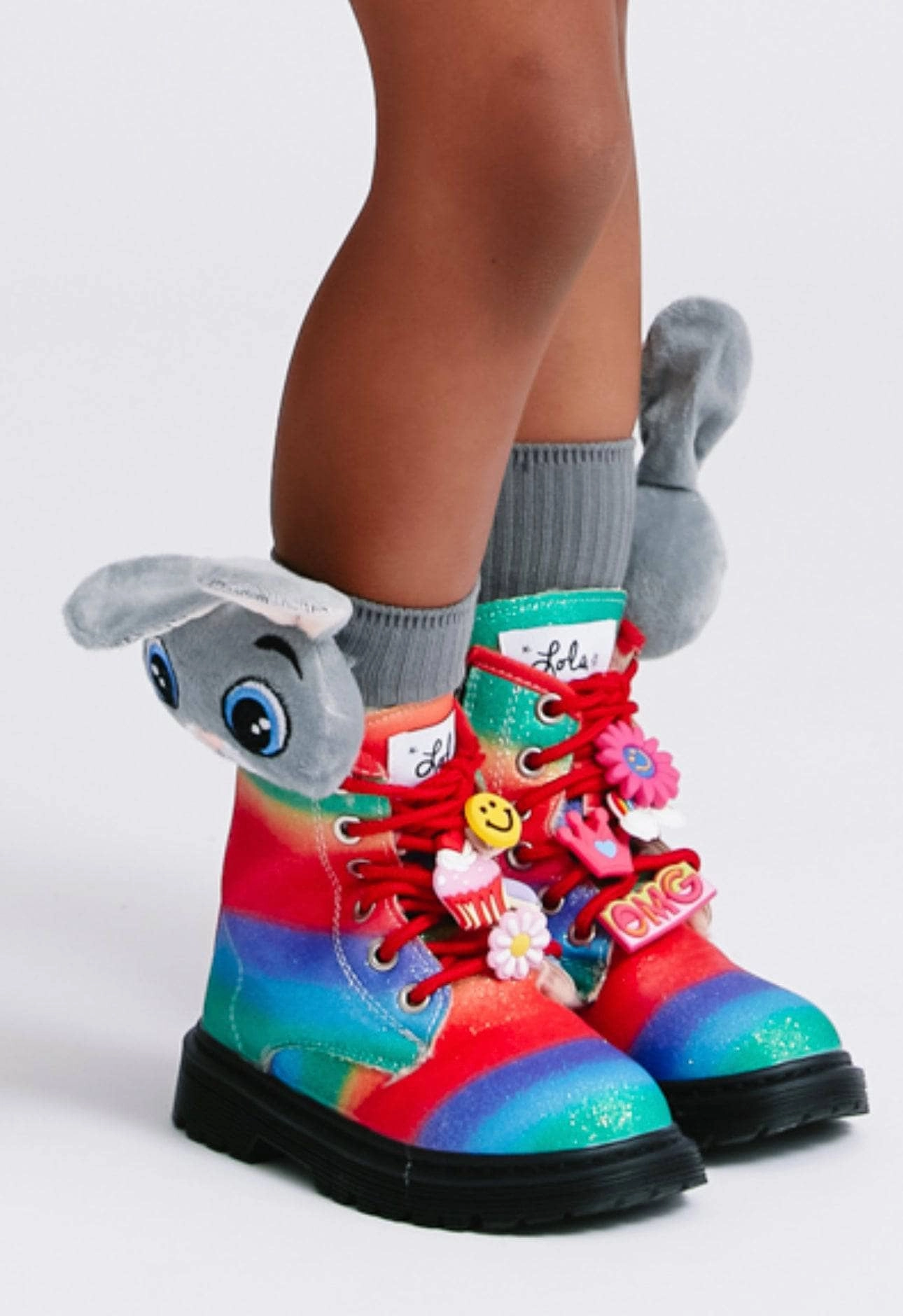 Ombre Rainbow Charm Combat Boots Jogging Breathable Ventilation