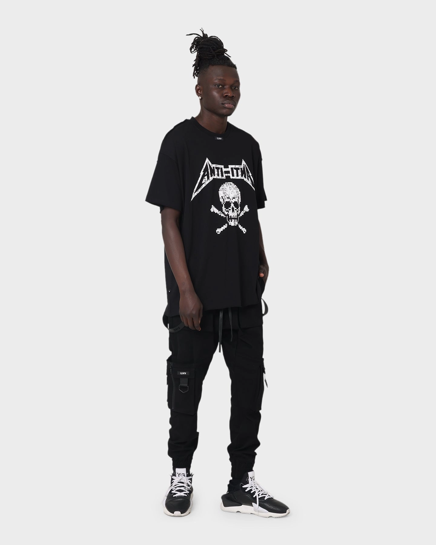 Soft Touch Texture The Anti Order Death Metal Oversized T-Shirt Black/White